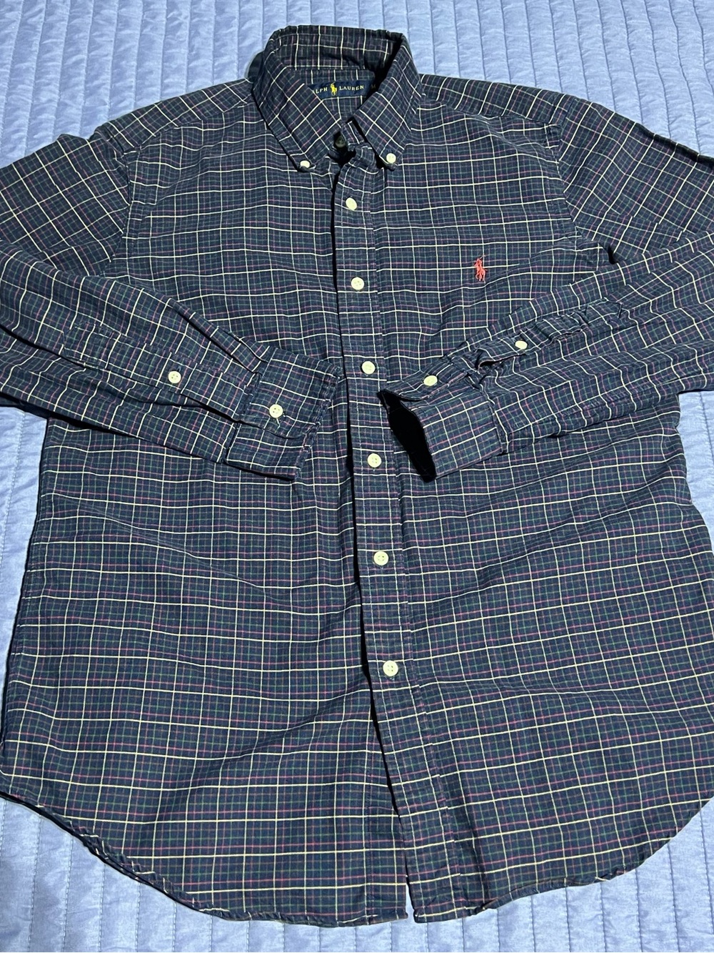 Polo by Ralph Lauren Dark Navy Multi-Check Button-Down Shirt Men Medium